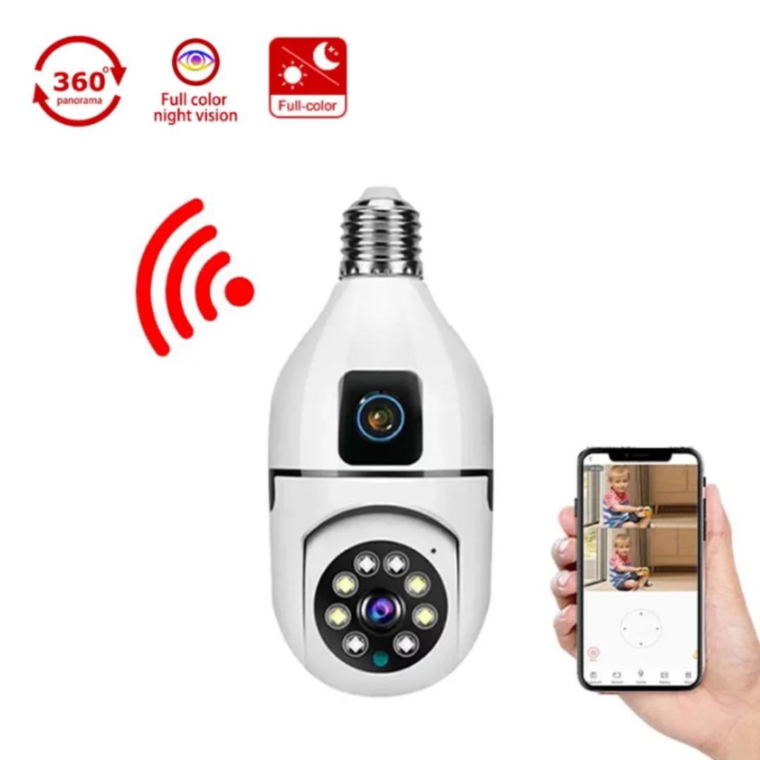 Dual lens bulb camera smart CCTV bulb camera dual lens CCTV camera