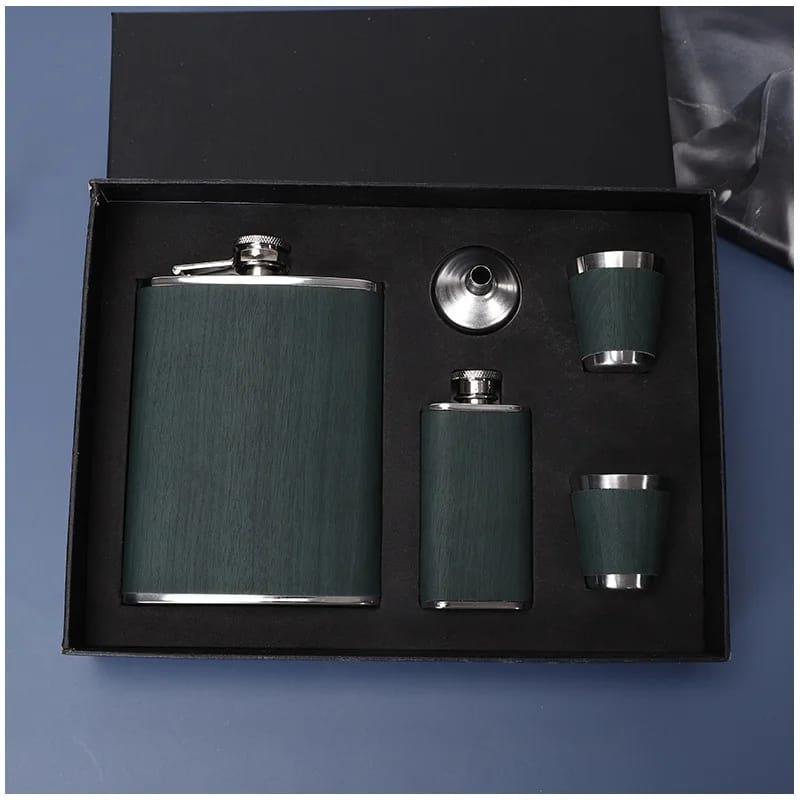 2 Whiskey Flasks with 2 Tot Cups & 1 Funnel Gift Set