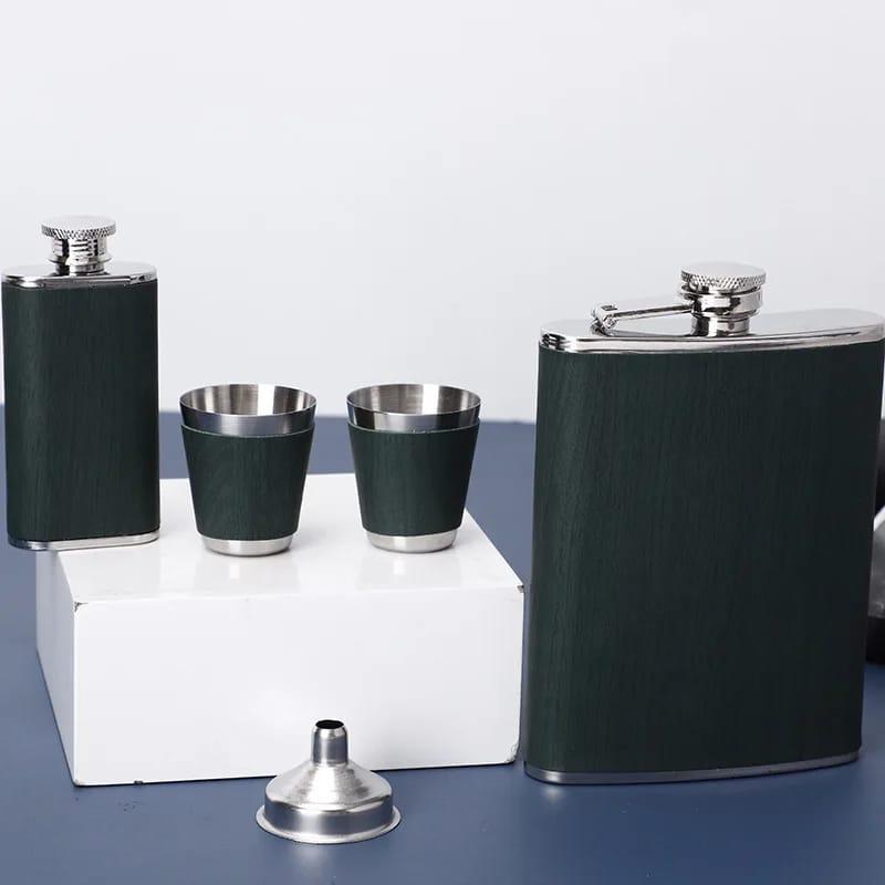 2 Whiskey Flasks with 2 Tot Cups & 1 Funnel Gift Set
