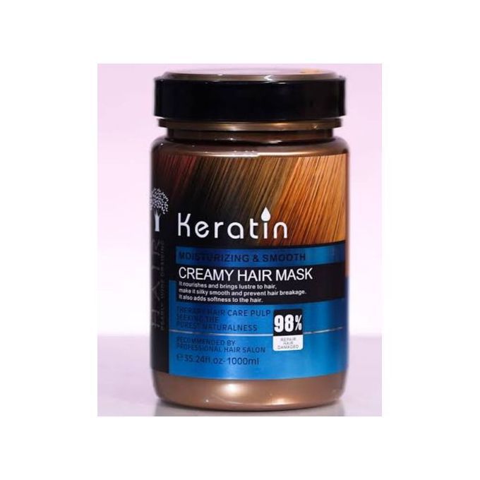 Keratin Moisturizing & Smooth Creamy Hair Mask Hair Treatment-1000ml Refresh your hair with a keratin cream hair mask. This hair mask for dry hair and strengthens, leaving hair smooth and shiny.