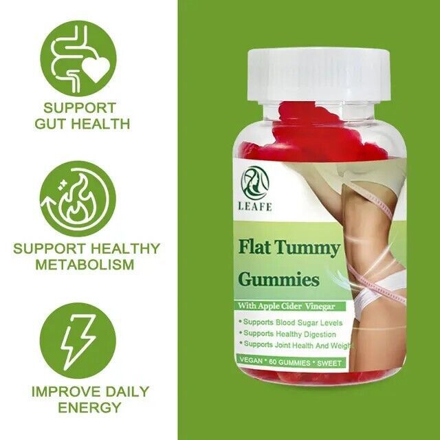 Flat Tummy Gummies With Apple Cider Vines Fat Detox Gummies With Apple Cider Vinegar 60 VEGAN Supplement gummies