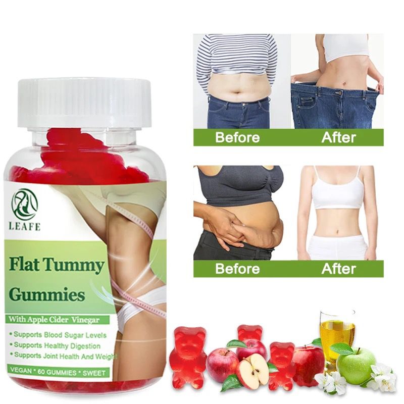 Flat Tummy Gummies With Apple Cider Vines Fat Detox Gummies With Apple Cider Vinegar 60 VEGAN Supplement gummies