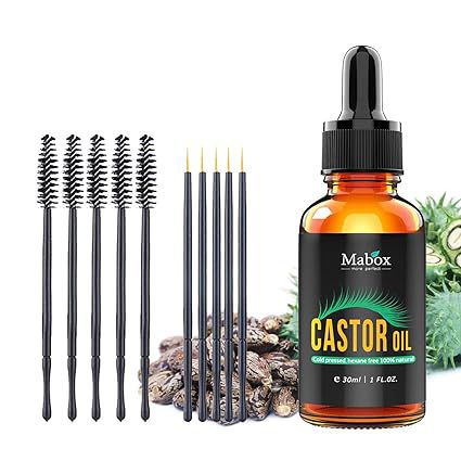 Mabox Castor Oil - 100% Organic Pure - Grow Eyelashes and Eyebrows
