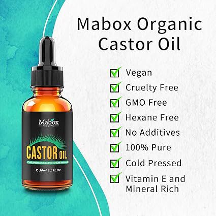 Mabox Castor Oil - 100% Organic Pure - Grow Eyelashes and Eyebrows