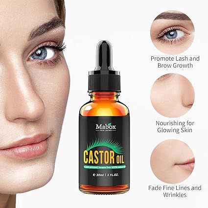 Mabox Castor Oil - 100% Organic Pure - Grow Eyelashes and Eyebrows