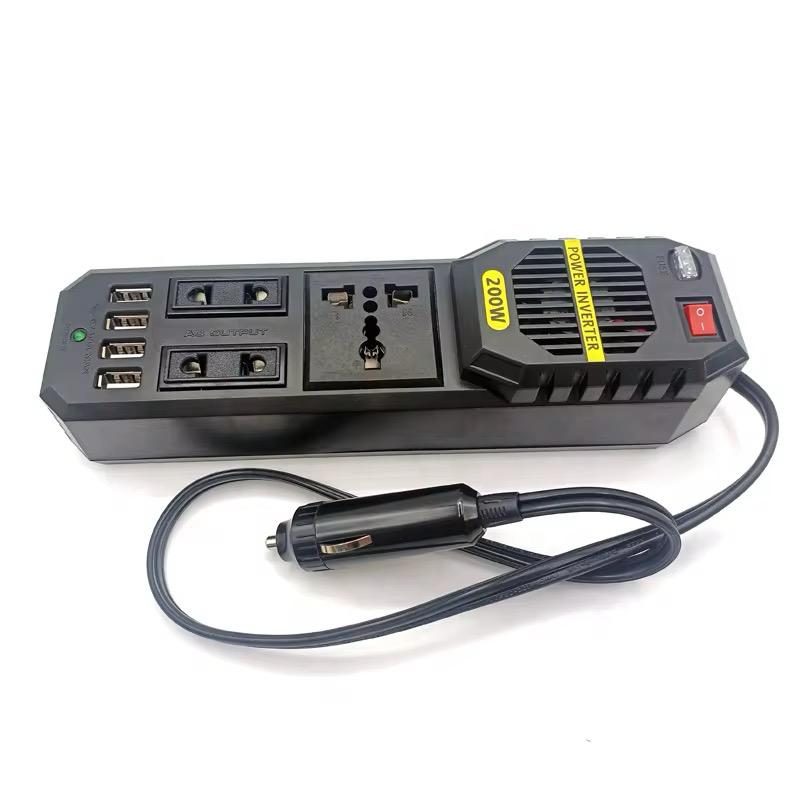 200W Portable Car Power Inverter Peak DC 12V to 220V Sockets Power Inverter Converter Auto Charger Converter Adapter With 4 USB Port