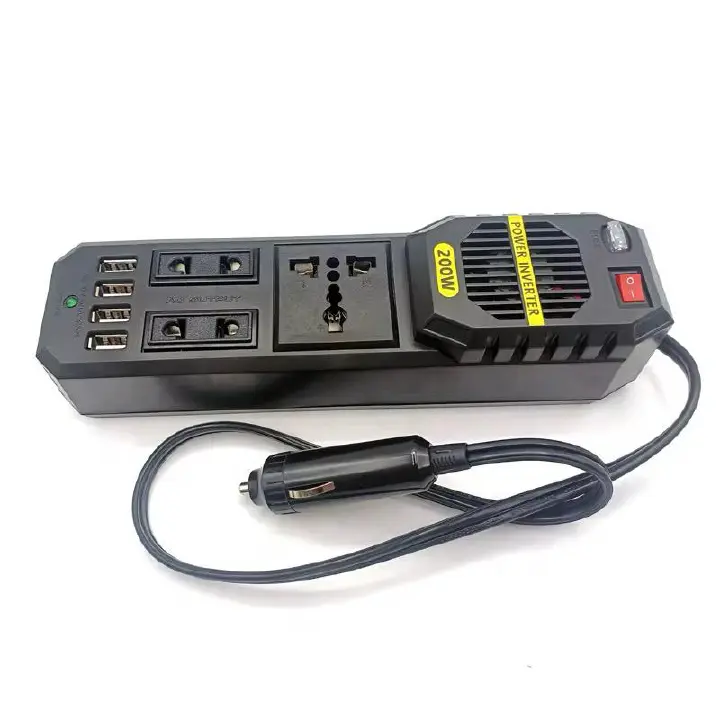 200W Portable Car Power Inverter Peak DC 12V to 220V Sockets Power Inverter Converter Auto Charger Converter Adapter With 4 USB Port