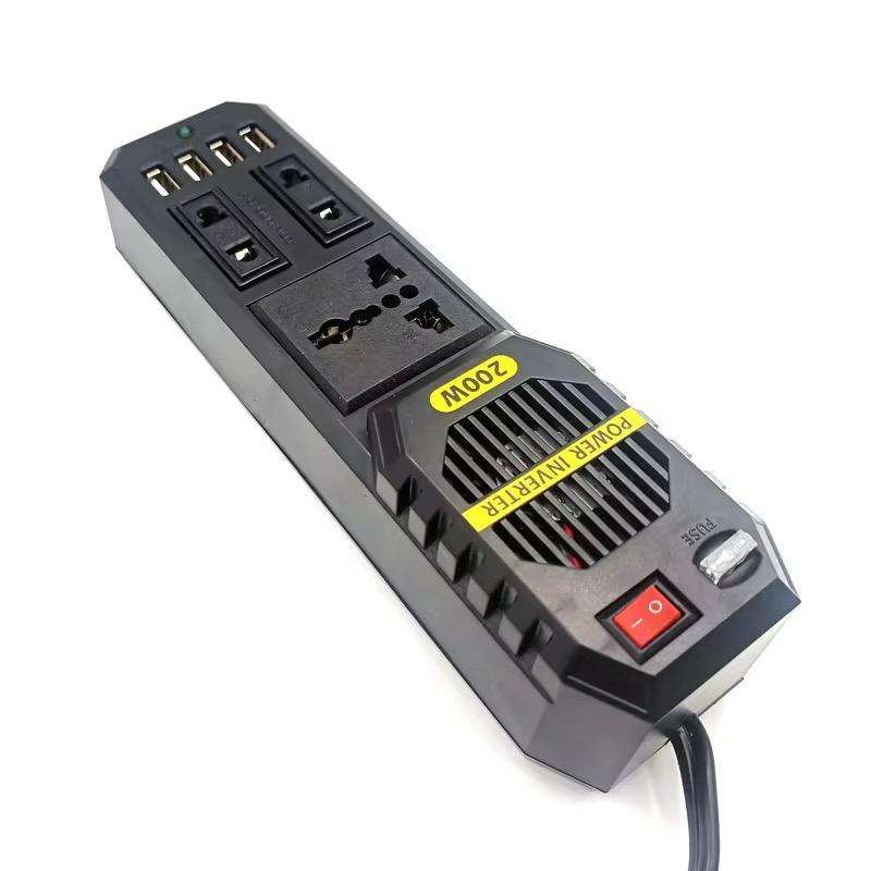 200W Portable Car Power Inverter Peak DC 12V to 220V Sockets Power Inverter Converter Auto Charger Converter Adapter With 4 USB Port