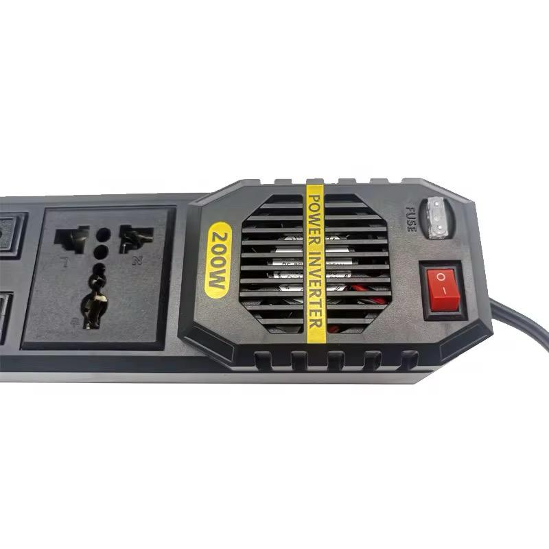200W Portable Car Power Inverter Peak DC 12V to 220V Sockets Power Inverter Converter Auto Charger Converter Adapter With 4 USB Port