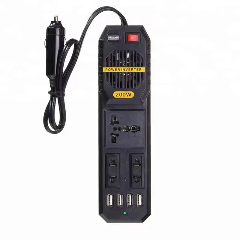 200W Portable Car Power Inverter Peak DC 12V to 220V Sockets Power Inverter Converter Auto Charger Converter Adapter With 4 USB Port