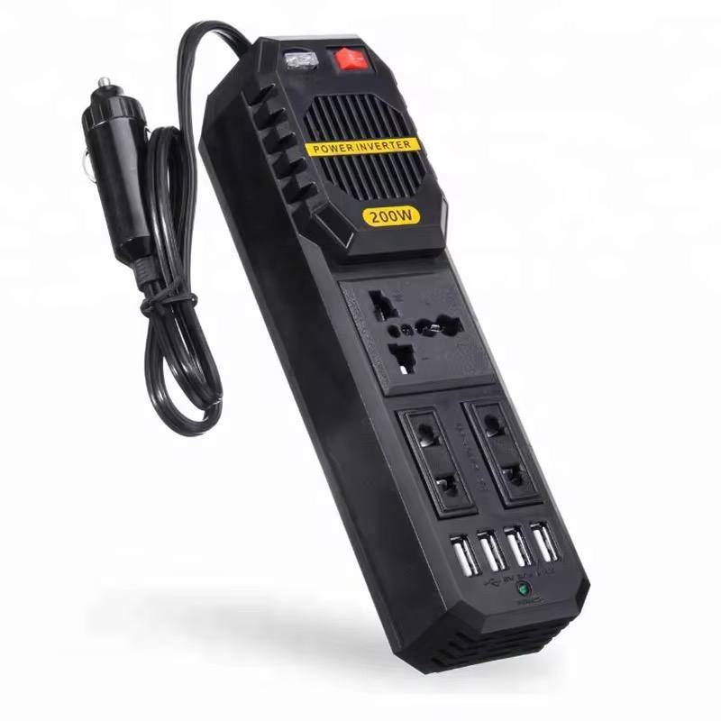 200W Portable Car Power Inverter Peak DC 12V to 220V Sockets Power Inverter Converter Auto Charger Converter Adapter With 4 USB Port