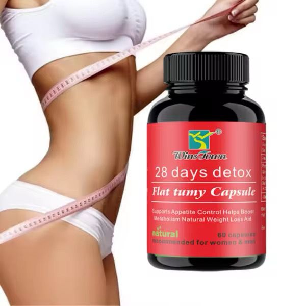 WINS TOWN 28 DAYS Detox FLAT TUMMY CAPSULES Supports Appetite Control Helps Boost Metabolism Natural Weight Loss Aid - 60 CAPSULES