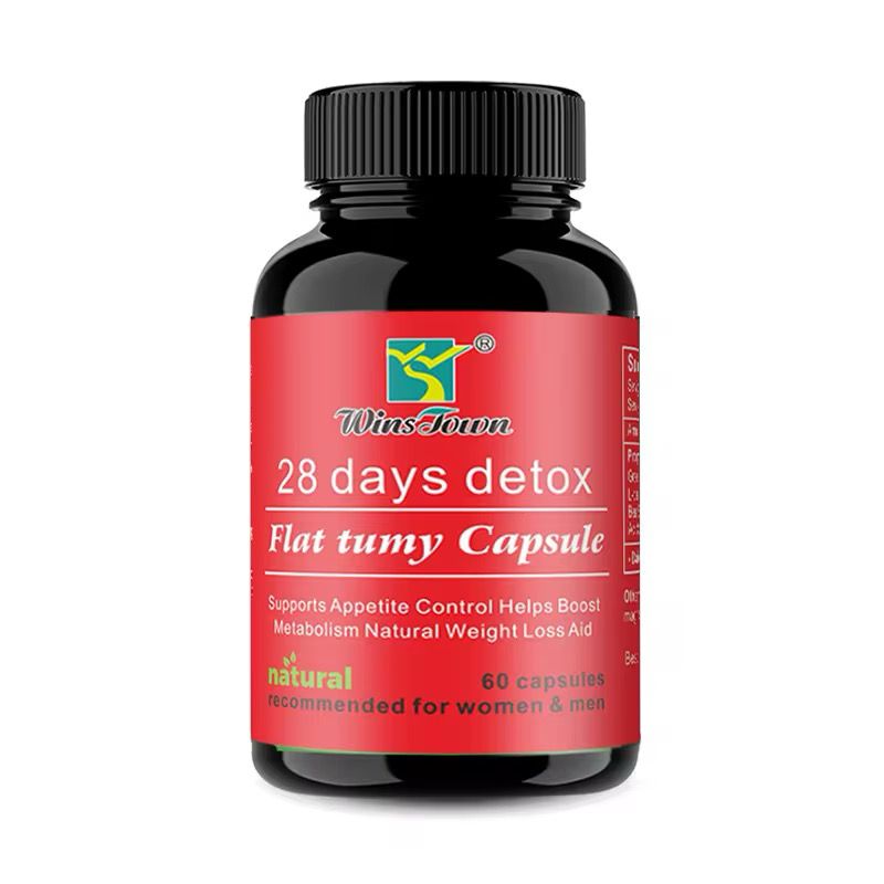 WINS TOWN 28 DAYS Detox FLAT TUMMY CAPSULES Supports Appetite Control Helps Boost Metabolism Natural Weight Loss Aid - 60 CAPSULES