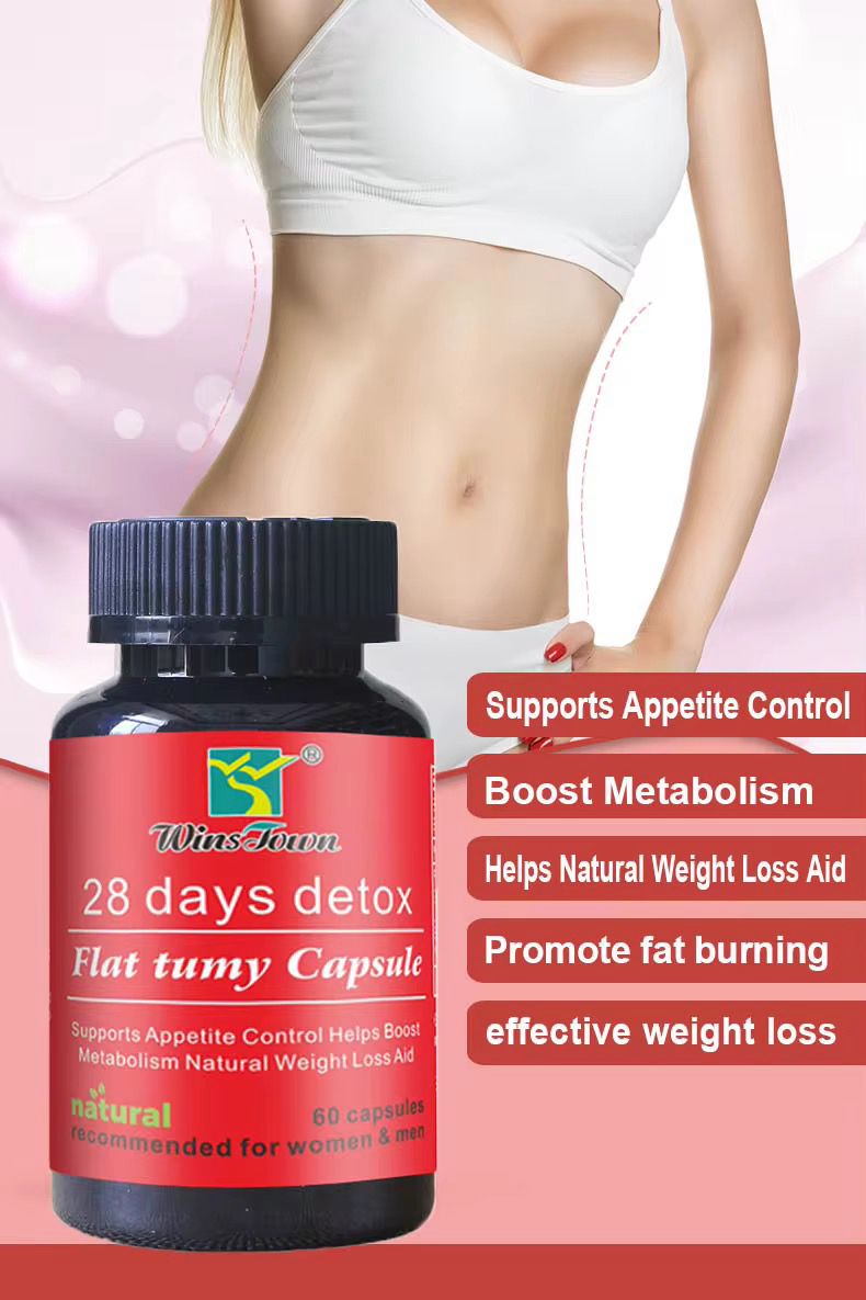 WINS TOWN 28 DAYS Detox FLAT TUMMY CAPSULES Supports Appetite Control Helps Boost Metabolism Natural Weight Loss Aid - 60 CAPSULES