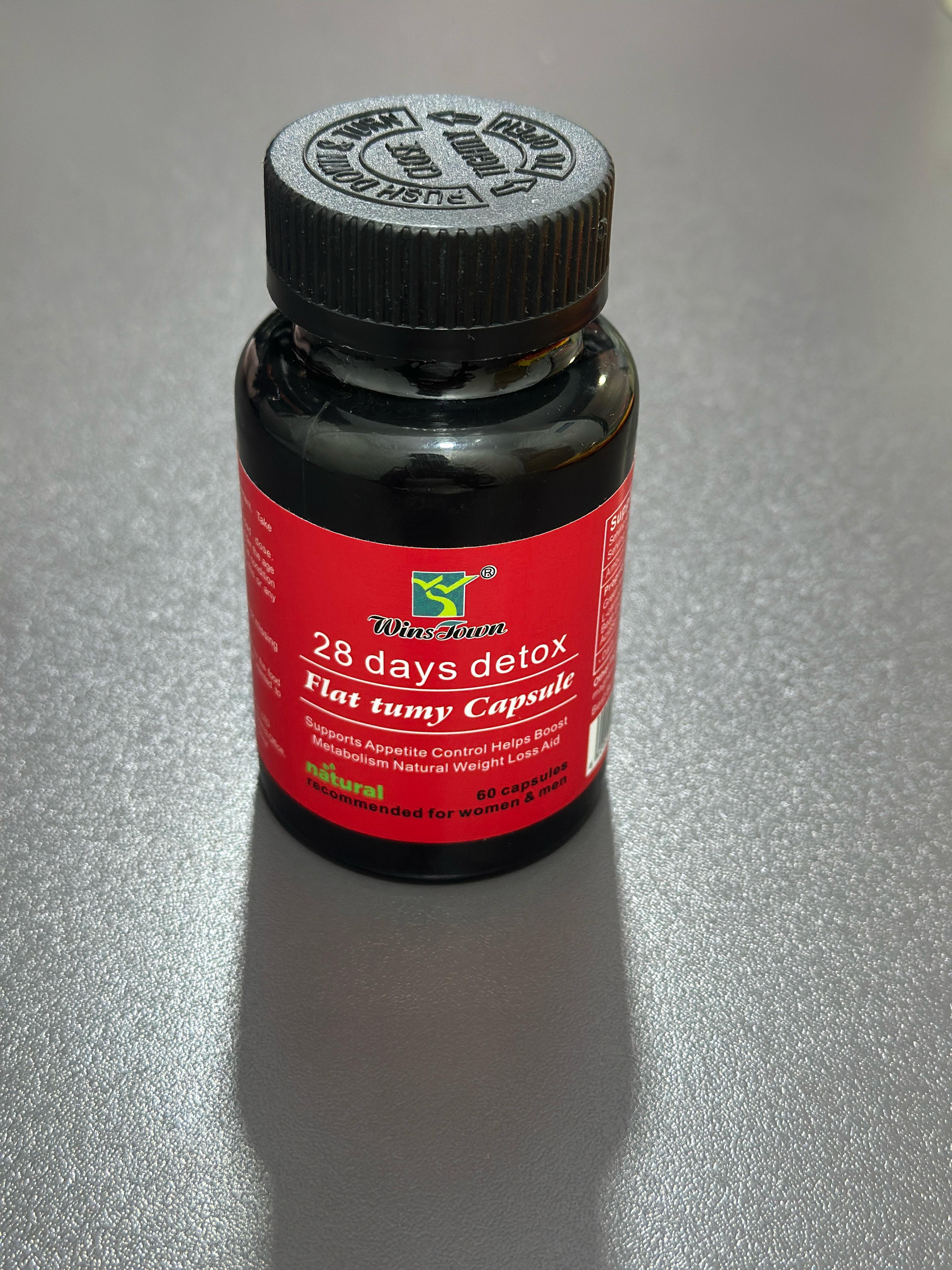 WINS TOWN 28 DAYS Detox FLAT TUMMY CAPSULES Supports Appetite Control Helps Boost Metabolism Natural Weight Loss Aid - 60 CAPSULES