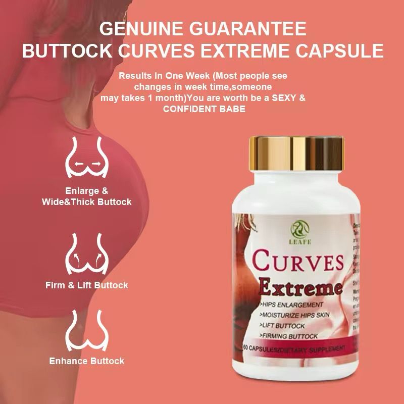 Original Leafe Curves Extreme Big Butt Enlargement Pills ; Hip Enlargement, Lift & Firm Buttocks, Moisturize Hips Skin 60 Capsules