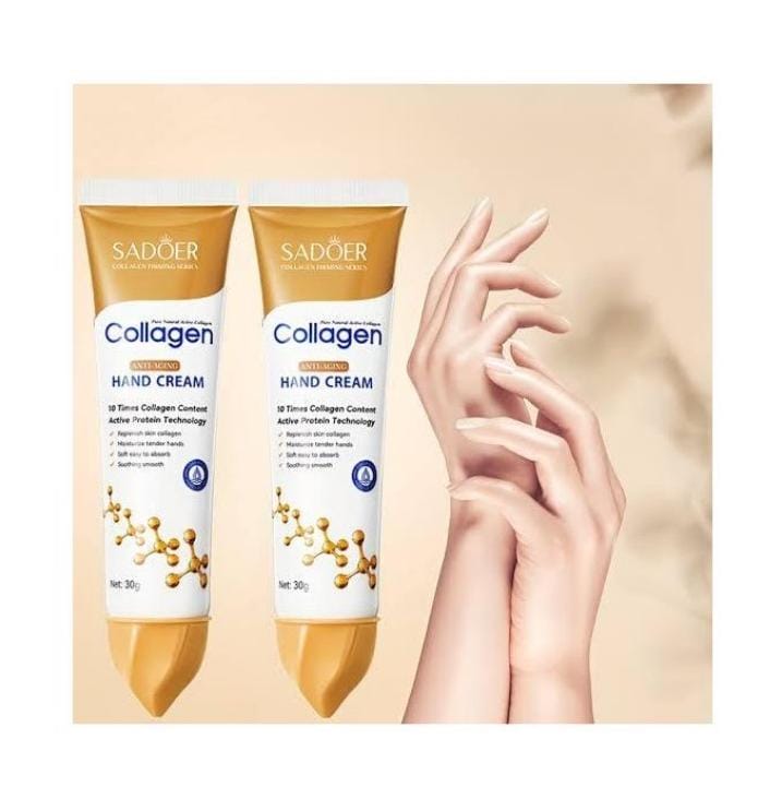 SADOER Collagen Hand Cream Tube Moisturizing Anti Aging Whitening Hand Lotion Soothing Repair Firming Nourishing Dry Rough Skin Skincare for Hands