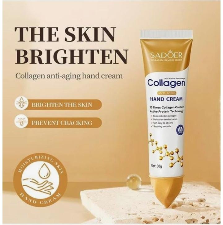 SADOER Collagen Hand Cream Tube Moisturizing Anti Aging Whitening Hand Lotion Soothing Repair Firming Nourishing Dry Rough Skin Skincare for Hands
