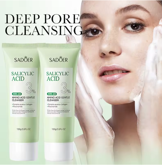 SADOER Salicylic Acid Facial Cleanser Face Wash Foam Face Cleanser Moisturizing Facial Cleansing Face Skin Care Products