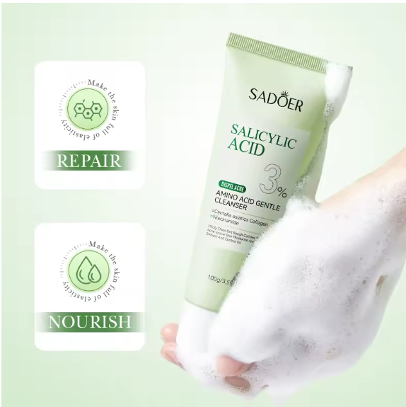 SADOER Salicylic Acid Facial Cleanser Face Wash Foam Face Cleanser Moisturizing Facial Cleansing Face Skin Care Products