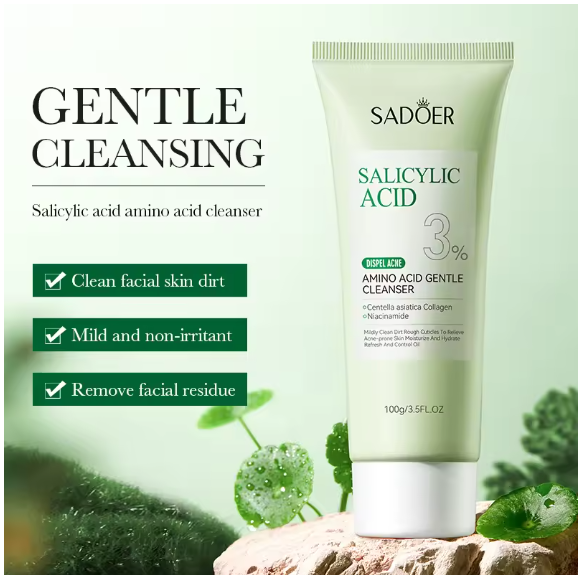 SADOER Salicylic Acid Facial Cleanser Face Wash Foam Face Cleanser Moisturizing Facial Cleansing Face Skin Care Products