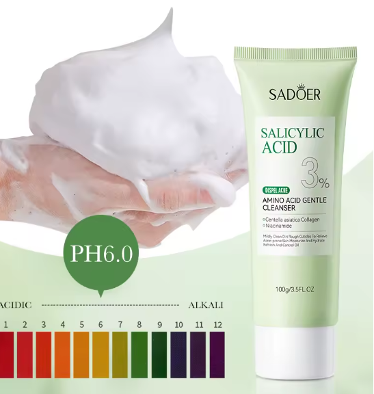SADOER Salicylic Acid Facial Cleanser Face Wash Foam Face Cleanser Moisturizing Facial Cleansing Face Skin Care Products