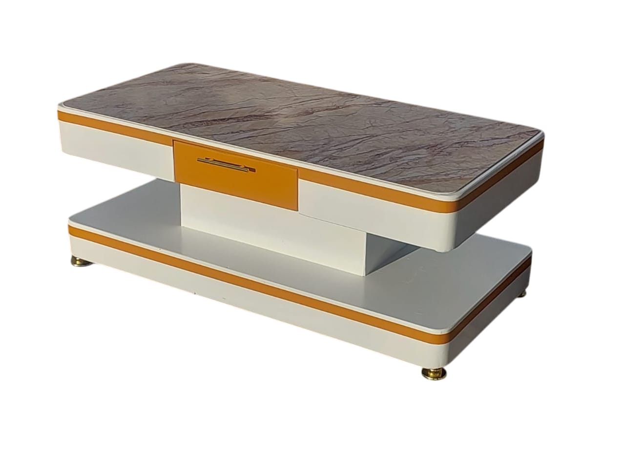 Elegant Brown and White 4x2 Coffee Table – Modern Design for Every Room