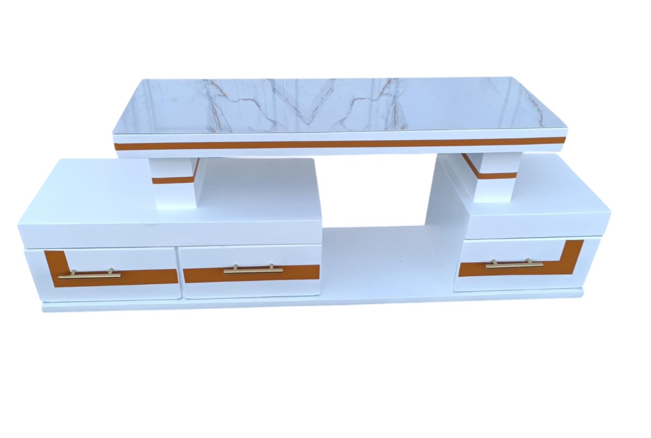 New Arrival Elegant 5FT Marble Top TV Stand with Built-in LED Lights – Modern 150cm Entertainment Console with Storage for TVs Up to 55”, 15kg Weight Capacity