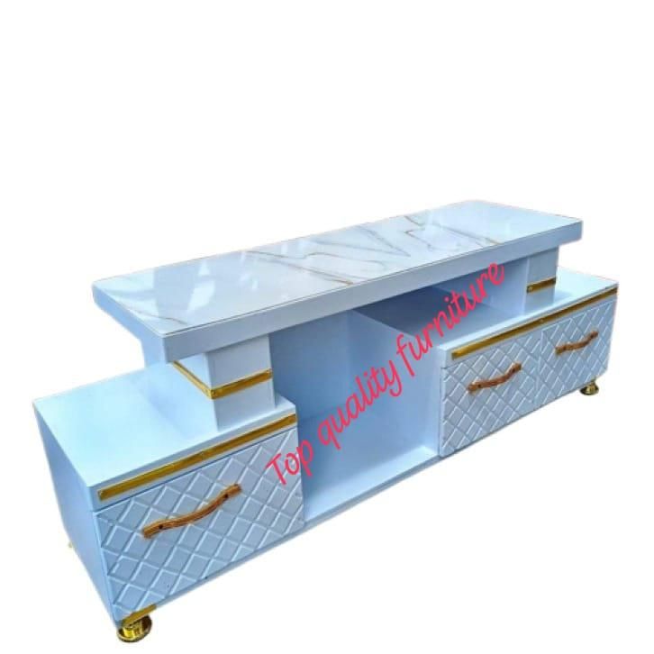 New Arrival Elegant 5FT Marble Top TV Stand With Built-in LED Lights – Modern 150cm Entertainment Console With Storage For TVs Up To 55”, 15kg Weight Capacity