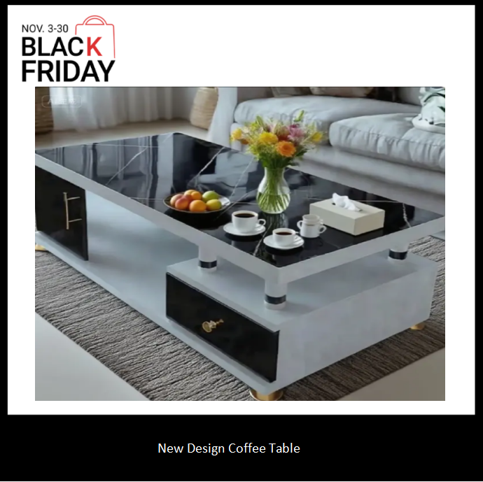 New design coffee table with brown or black top size 4x2  for your living room.