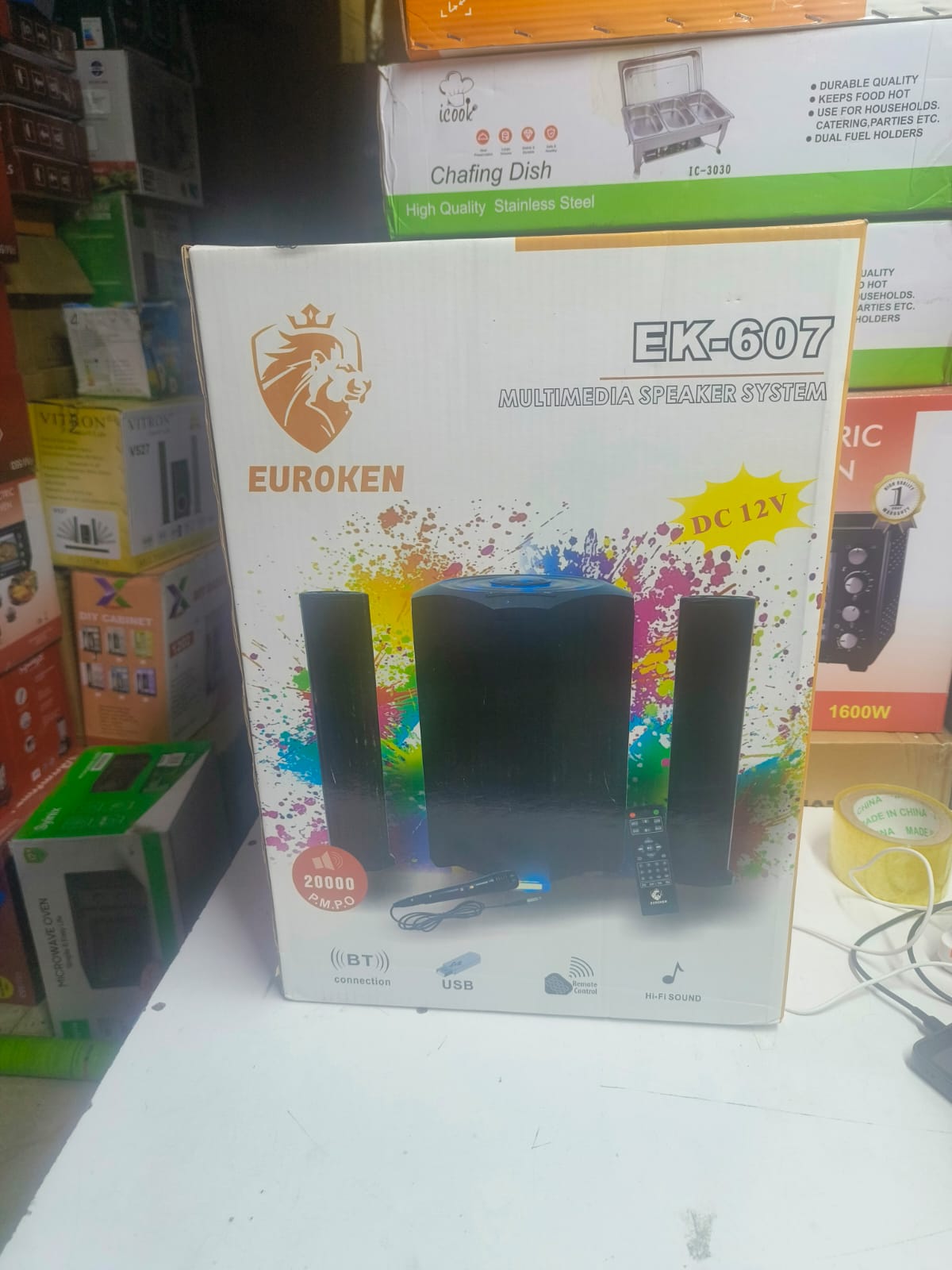 SUBWOOFER. Euroken MTUNGI Ek-607 2.1ch MULTIMEDIA SYSTEM-20000W + BLUETOOTH, designed for the extreme entertainment lovers to enjoy their amazing music and movies with sound clarity never heard before