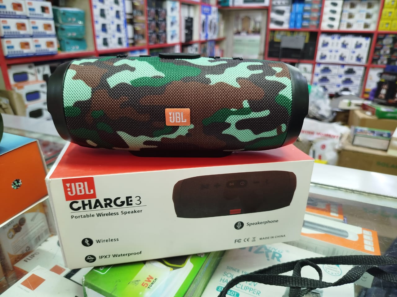 Jbl charge3 portable Bluetooth Speaker, Water Proof And Original..The bold charge3 delivers powerful Original Sound with exceptional clarity thanks to its 2-way speaker system consisting