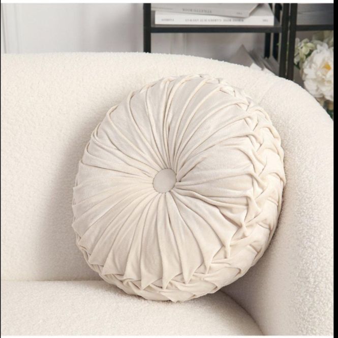 🥳 NEW REDEFINED 🤯Nordic Round Pillow Soft Seat Cushion Velvet Cattail Hassock Made of 100% pure polyester fabric. Easy to clean. It maintains its colour for long without fading off