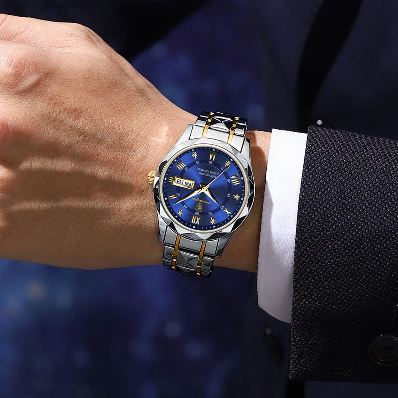 POEDAGAR 615 Men Watch For Sports Waterproof Luminous Stainless. Day and Time display. Strong luminous glow in the dark.
Case Shape: Round
Dial Window Material Type: Hardlex