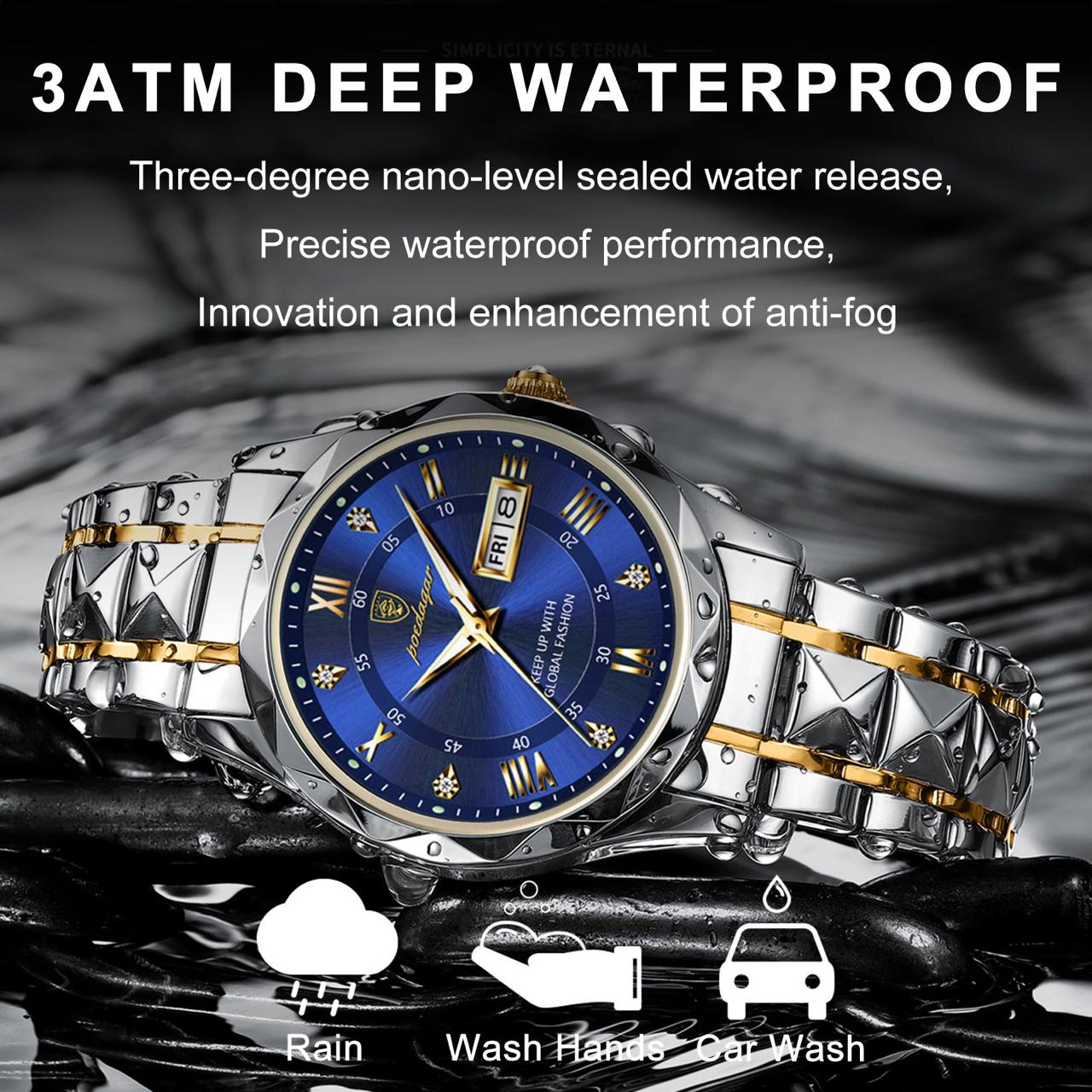 POEDAGAR 615 Men Watch For Sports Waterproof Luminous Stainless. Day and Time display. Strong luminous glow in the dark.
Case Shape: Round
Dial Window Material Type: Hardlex