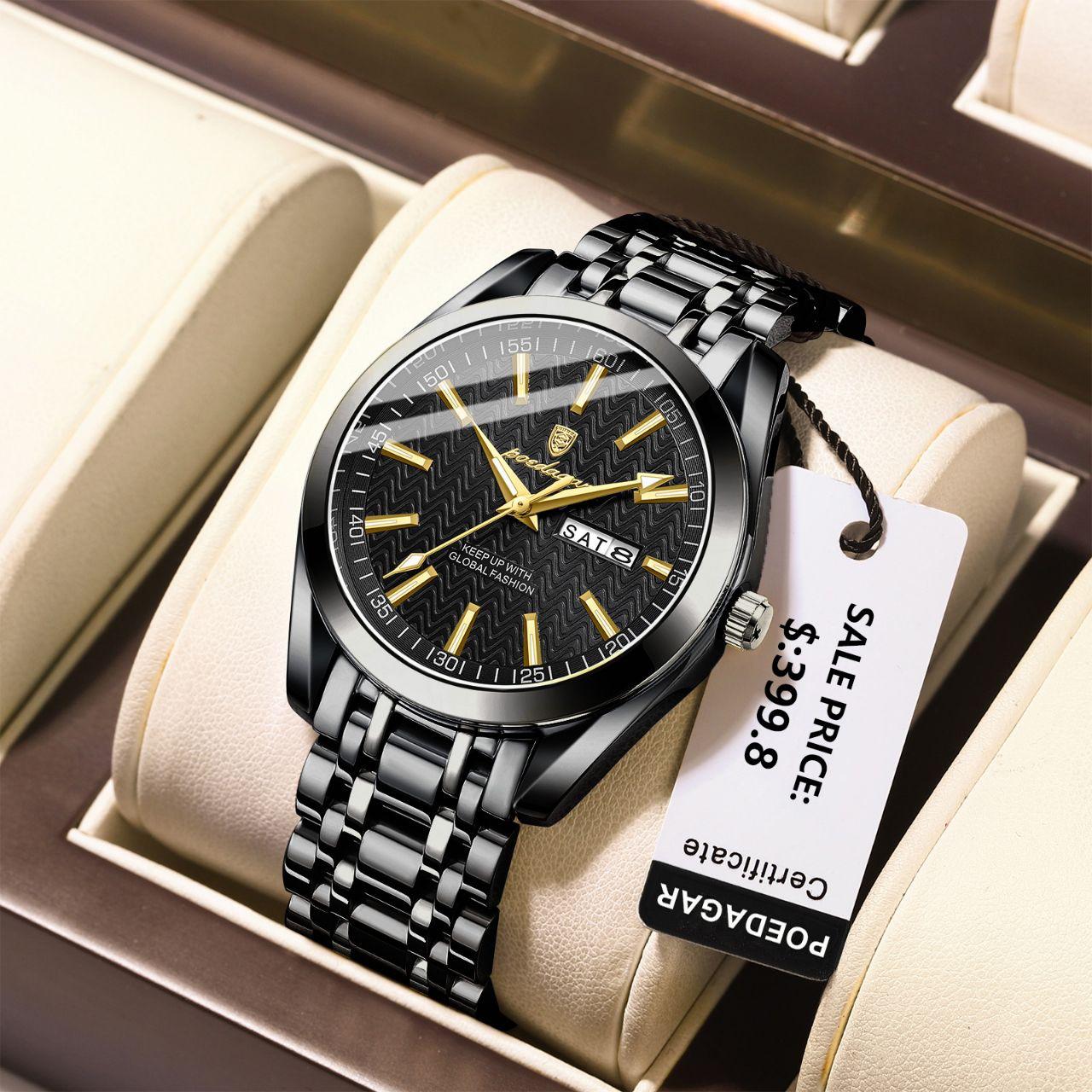 POEDAGAR 615 Men Watch For Sports Waterproof Luminous Stainless. Day and Time display. Strong luminous glow in the dark.
Case Shape: Round
Dial Window Material Type: Hardlex