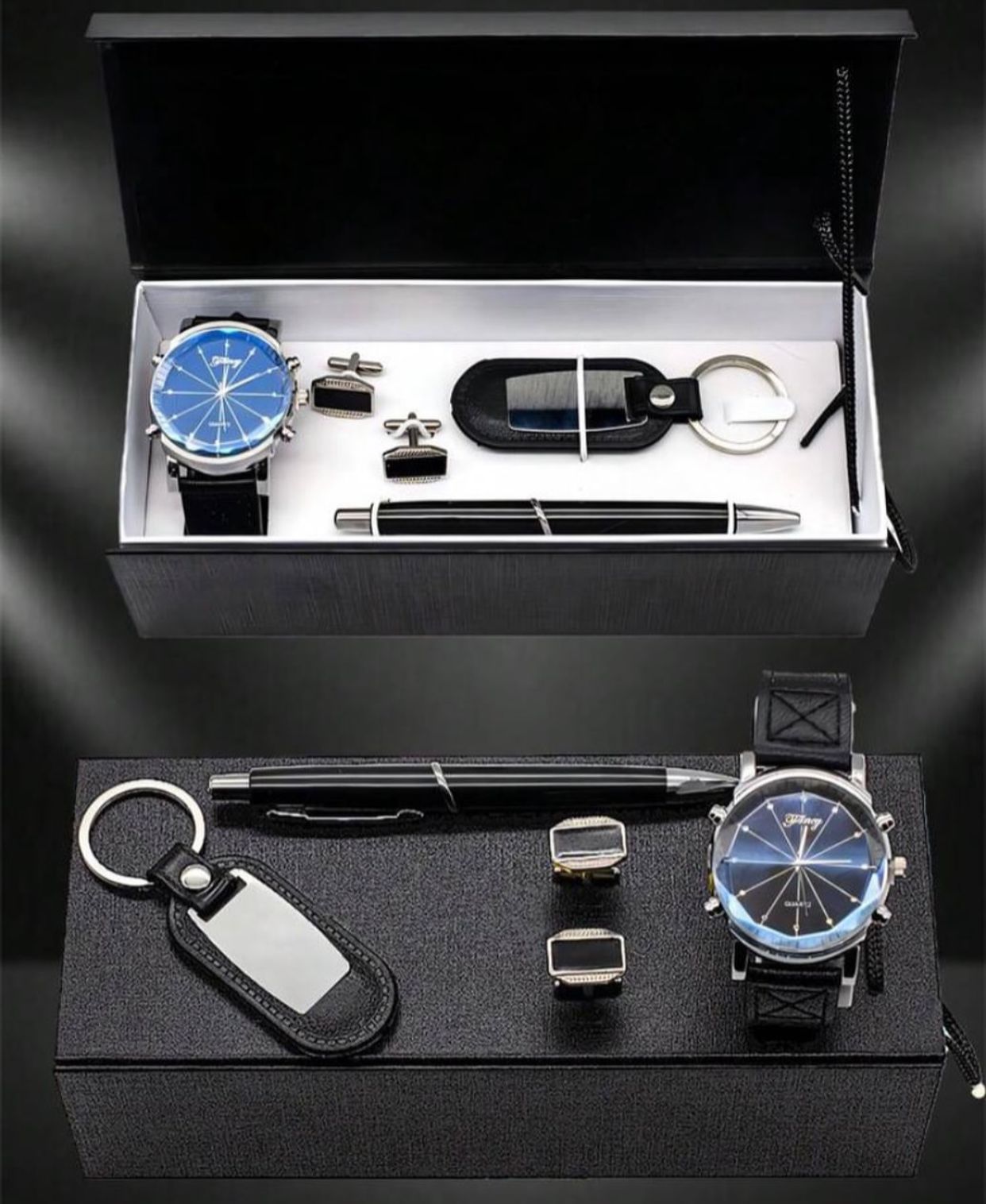 ❤VALENTINES MEN GIFT PACK🌹Watch🌹Executive pen🌹Key holder🌹Shirt cufflinks🌹Gift card🌹Box & Bag