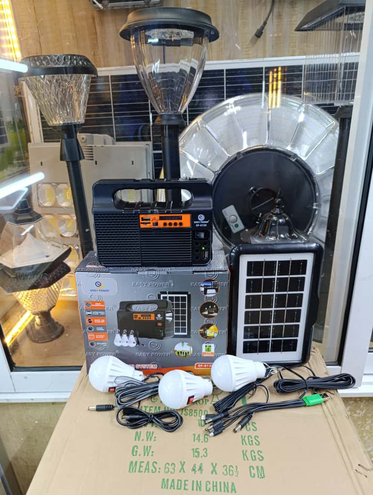 EasyPower EP-0138 Solar Lighting System with 3 bulbs,Radio,BT Speaker and Mobile Charging. a reliable, all-in-one solar kit designed for homes, businesses, and outdoor use.