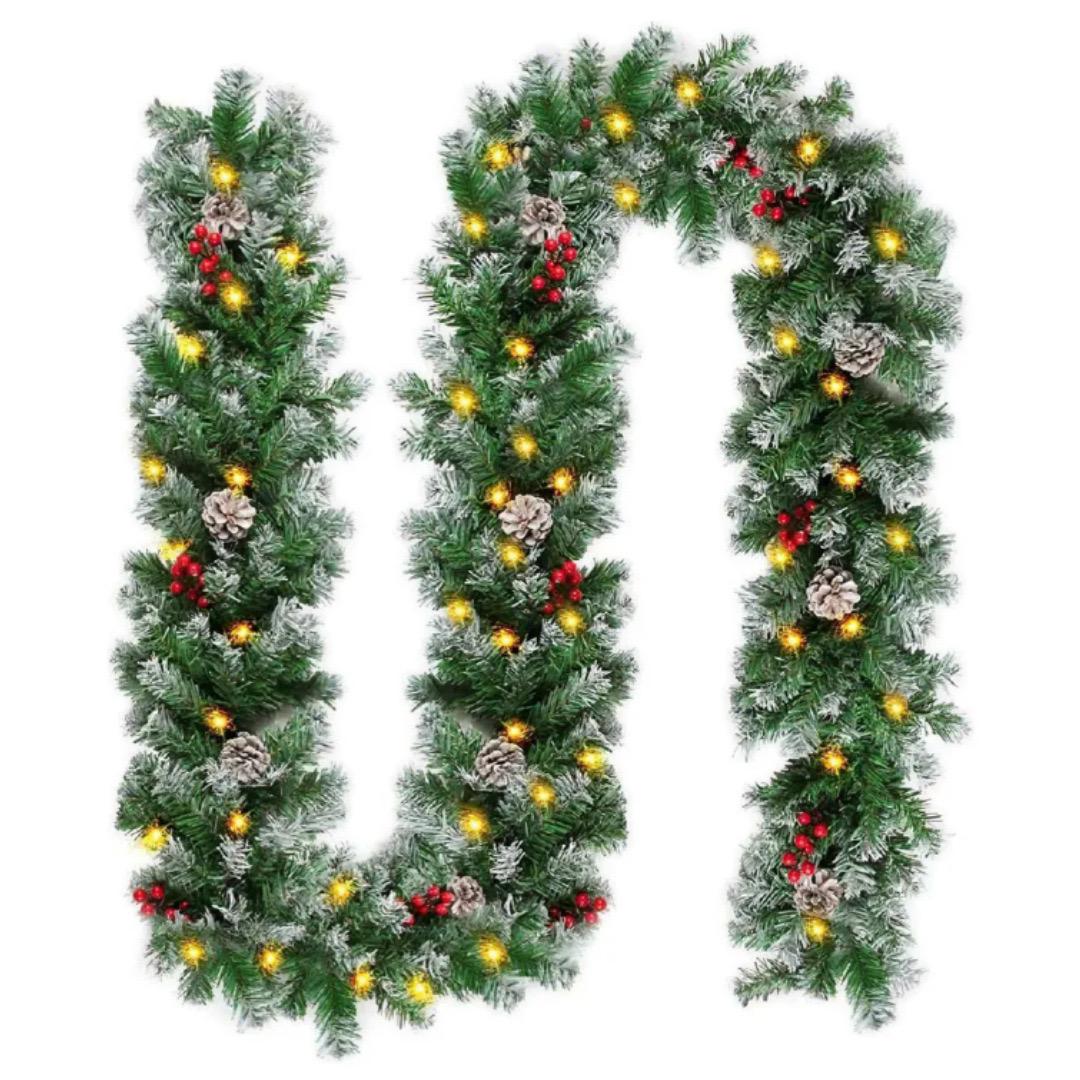 2.7 Christmas garland with lights and decorations. Turn your home, office, or event space into a festive paradise with this beautifully decorated Christmas garland — glowing, lush, and ready to hang