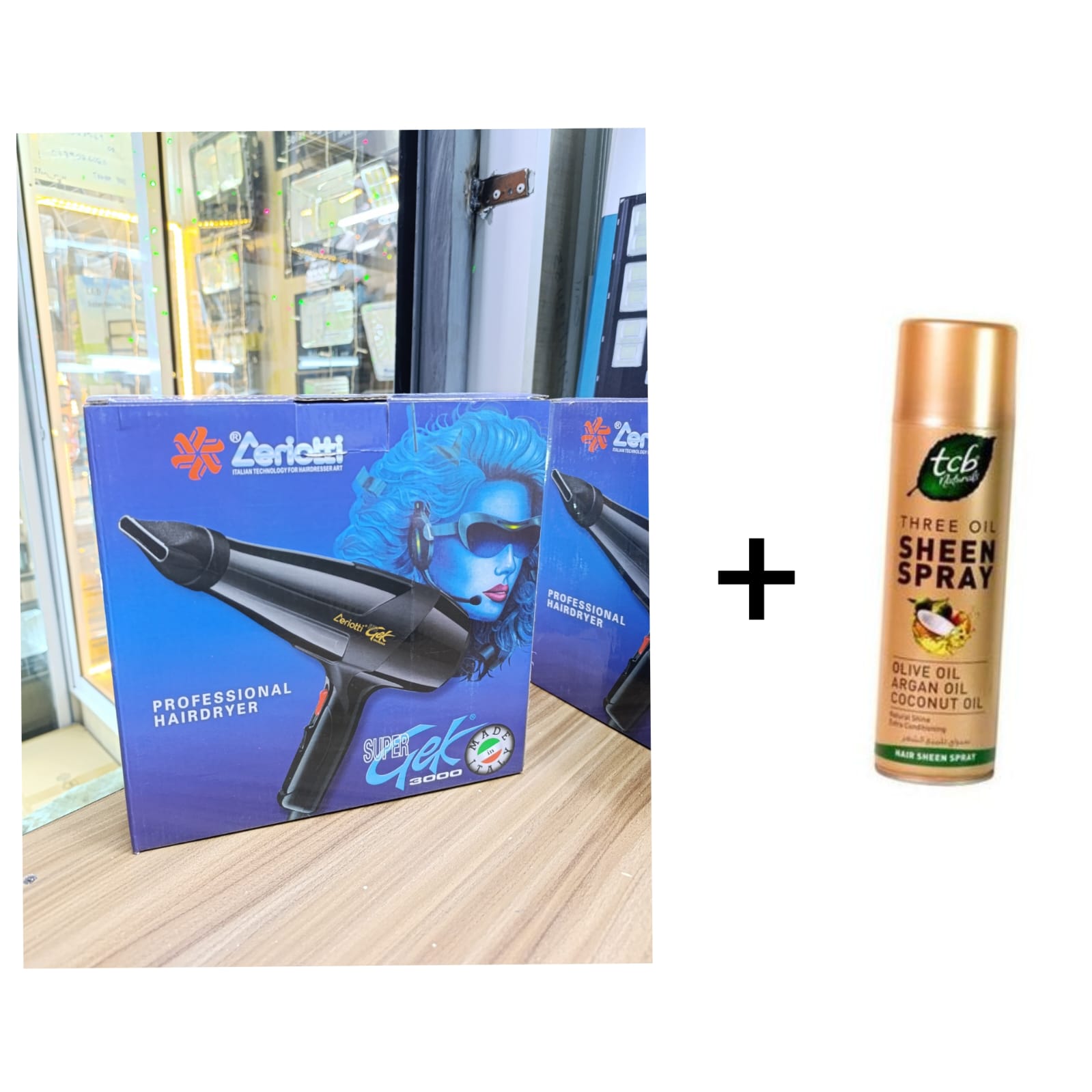 Zeriotti Super Gek Hairdryer + FREE TCB Three Oil Sheen Spray.engineered for speed, power, and salon-quality results in the comfort of your home. Perfect for every hair type.