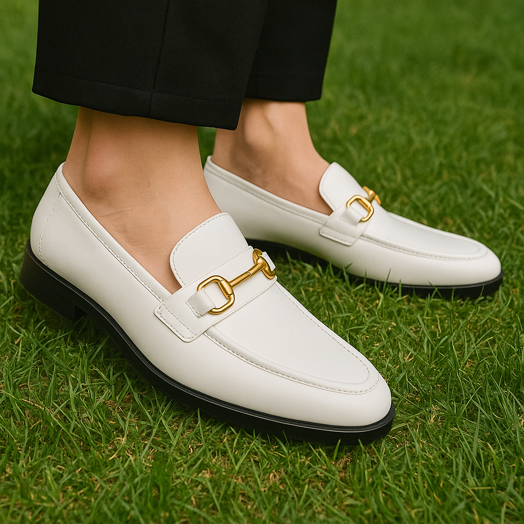 White Mens classic genuine leather shoes, official can be worn with khaki , jeans or material trousers, affordable men shoes