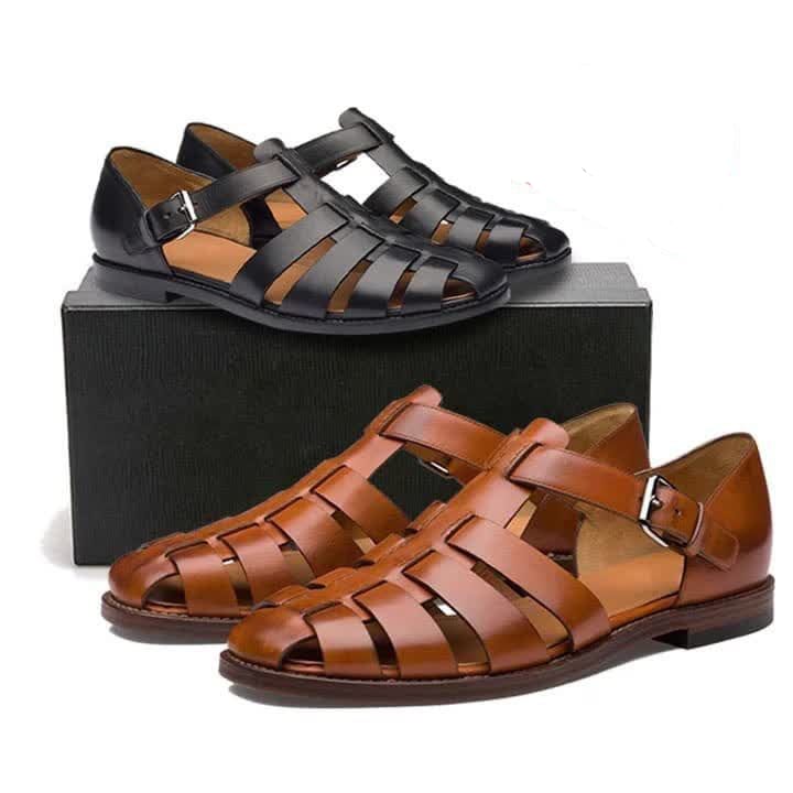 Mens classic genuine fisherman sandal leather oxford shoes, official can be worn with khaki , jeans or material trousers, affordable men shoes