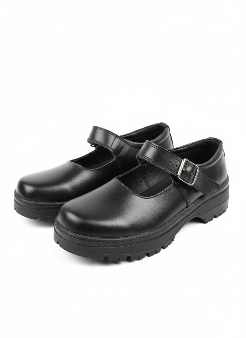 Fashion boys and girls back to school shoes genuine leather Girls/Kids Back To School Black Pure Genuine Leather School Children Shoes, High quality Durable With Hook and Loop Design,Without Laces, Go