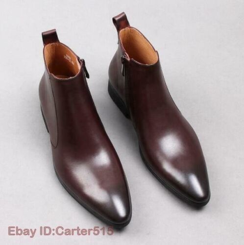 Chelsea boots leather Shoes High Quality Men Formal Business Shoes Official Shoes Shoes Style Leather Shoes Soft Driving Shoes Pea Shoes Casual Non-slip party Dress Breathable Shoes Men Dad G