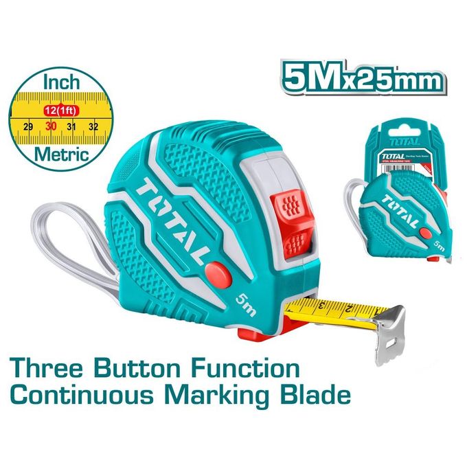 TOTAL TMT126052 Steel measuring tape  Length & width:5mx25mm