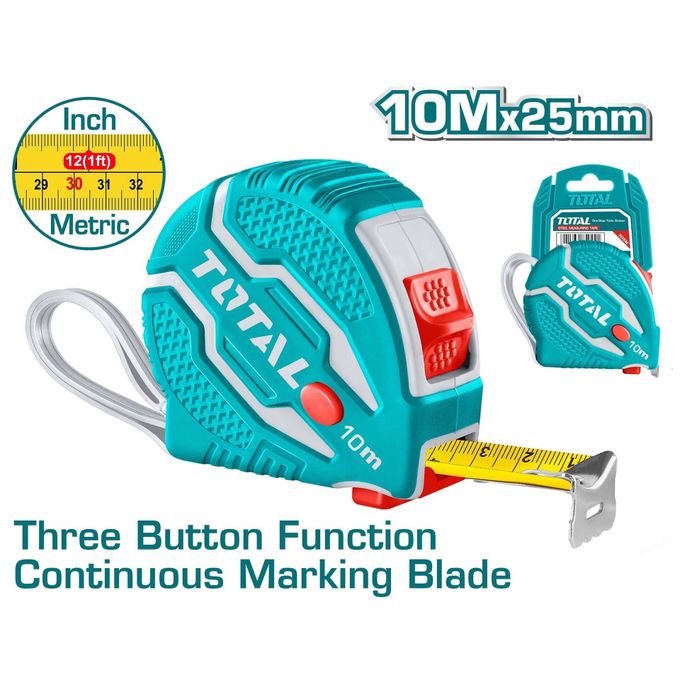 TOTAL TMT126101 Steel measuring tape Length & width:10mx25mm