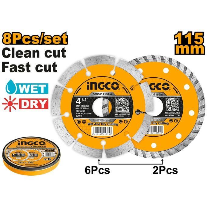 INGCO DMD301153 Diamond discs set(8 Pcs/set) 115mm(4-1/2"")X22.2mm
