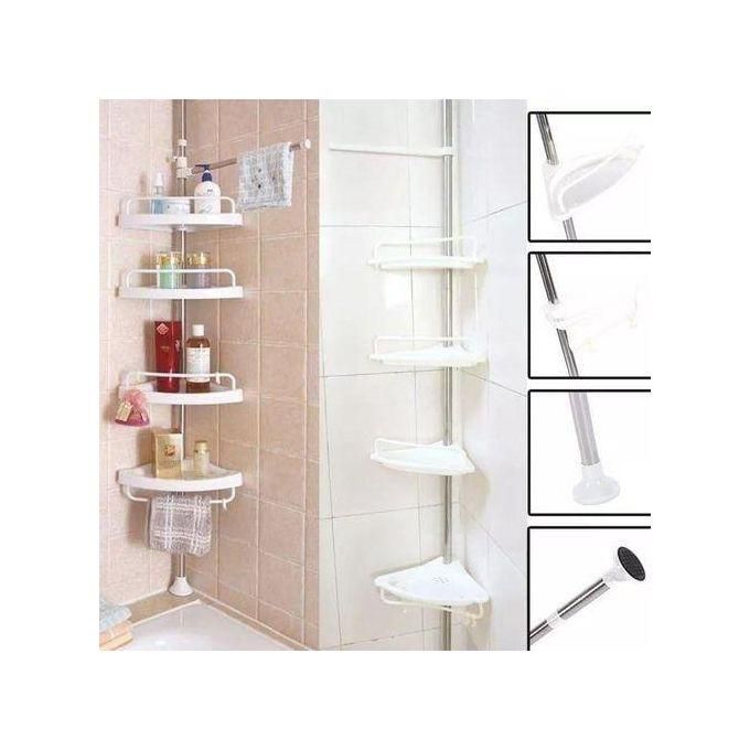 4 Layer Multi Corner shelf Tension Pole-Bathroom Organizer
