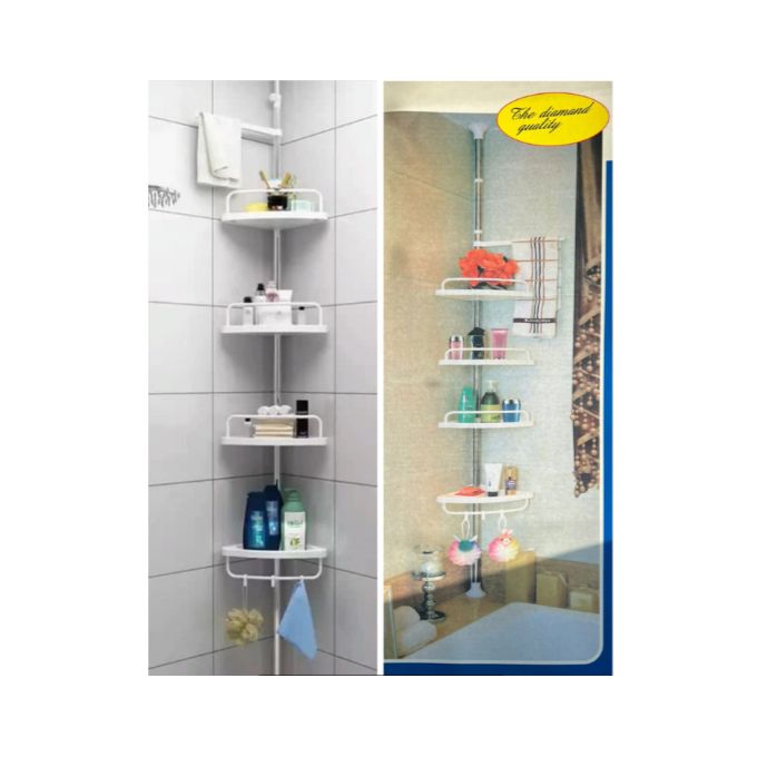 4 Layer Multi Corner shelf Tension Pole-Bathroom Organizer