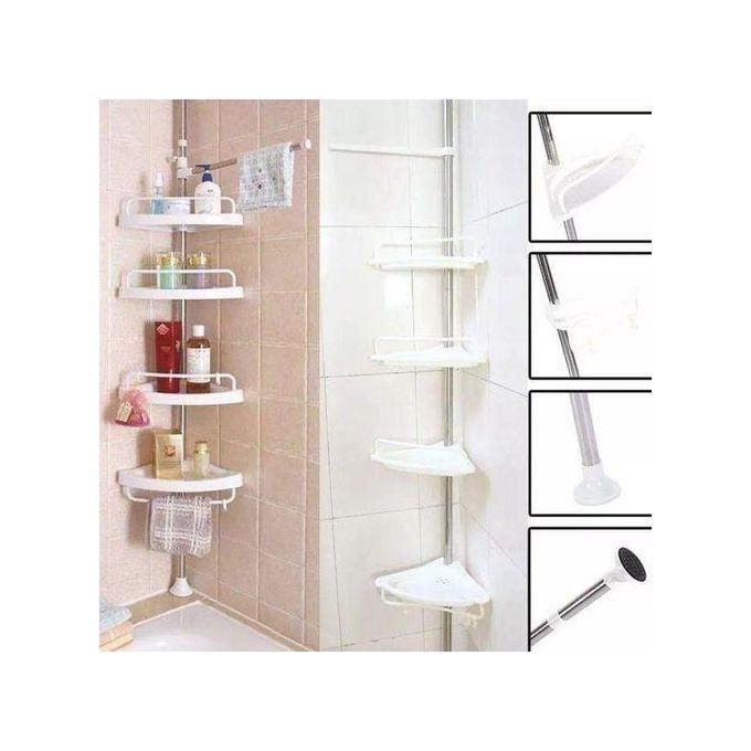 4 Layer Multi Corner shelf Tension Pole-Bathroom Organizer